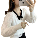 Women Knitwear Spring and Autumn Bow round Neck Sweaters Cardigan