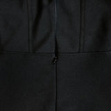 Women Evening Dress Black Strapless Mesh Sexy Sheath Dress