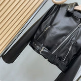 Women Leather Jacket Autumn Zipper Black PU Leather Long Sleeve Jacket Motorcycle Jacket