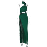 Women Dresses Autumn Sexy Backless Hollow-out Tube Top Split Dress