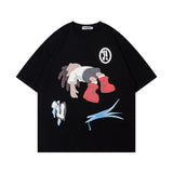 Men T Shirt Cartoon Graffiti Couple Short Sleeve T-shirt Retro