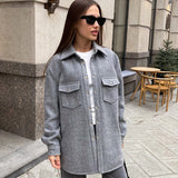 Women Trench Coat Vintage Woolen Coat Autumn and Winter Loose