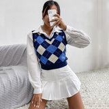 Women Knitted Sweater Autumn Casual Slim Fit Short Sleeveless Vest