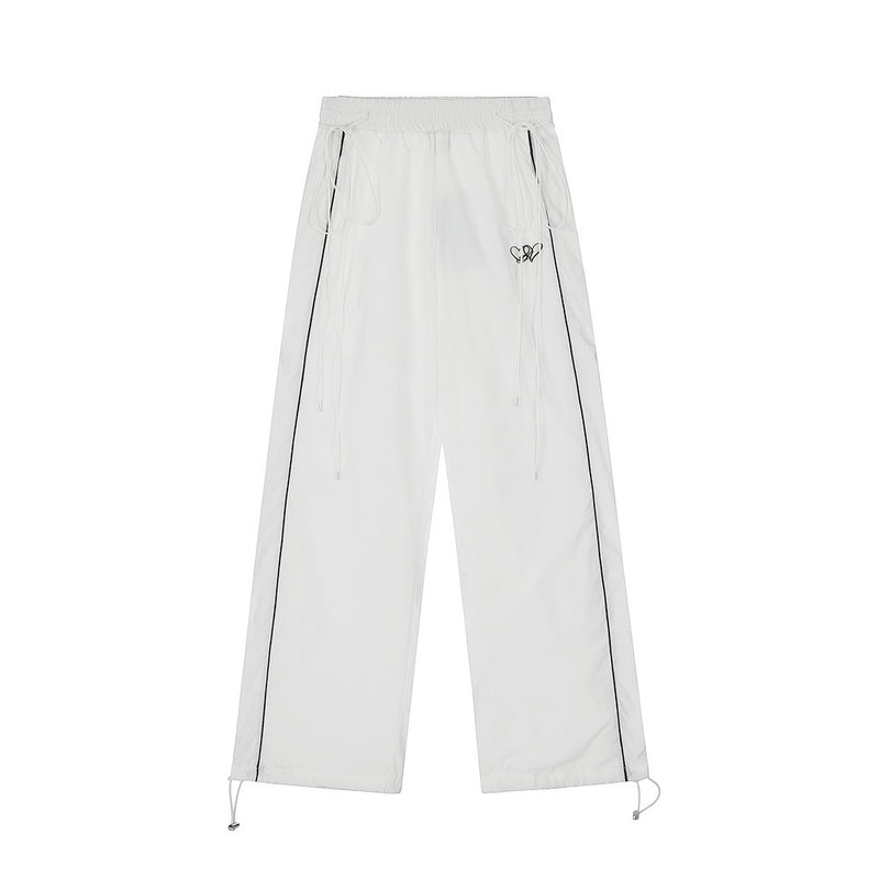 Men Sweatpants Summer Sports Quick-Dry Casual Trousers Loose Straight Wide Leg Pants Drawstring Jogger Pants