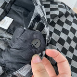 Women Sweatpants Vintage Chessboard Plaid Pants Autumn Knit Casual Sweatpants Bell-Bottom Pants