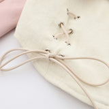 Women Jacket PU Leather Jacket Autumn and Winter Stand Collar Lace up Short Coat