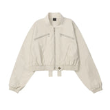 Women Jacket Short Leather Jacket Motorcycle Clothing Coat Zipped Stand Collar Fall Jacket