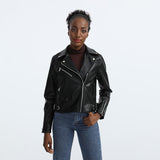 Red Leather Jacket Jacket Pu Lapel Two-Way Short Slim Fit Jacket Leather Coat Women