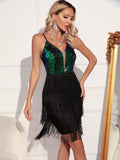 Women Evening Gown Sexy Retro Sequins Dress