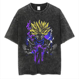 Anime cartoon dragon ball vintage wash print short sleeve t-shirt