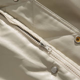 Unisex Winter Cotton Coat Stand-up Collar Cotton-Padded Clothes Vintage PU Leather Cotton-Padded Jacket