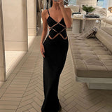 Women Dresses Summer Sexy Solid Color Slim Fit Backless Sling Dress