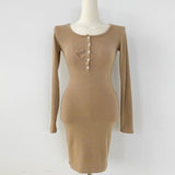 Women Dresses Long Sleeve Dress Open Collar Skirt