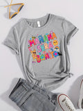 Cartoon Print T-Shirt, Short Sleeve Crew Neck Casual Top