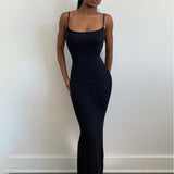 Women Dresses Casual Sleeveless Slim Fit Camisole Dress (Bla0420)
