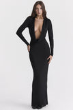 Women Dresses Sexy Slit Pleated Dress (Bla0420)