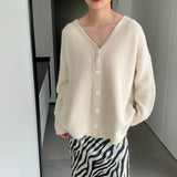 Women Cardigan Sweater V-neck Long Sleeve Cardigan 8t3122
