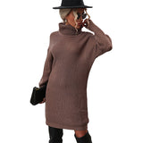 Women Knitted Sweater Autumn and Winter Turtleneck Woolen Skirt