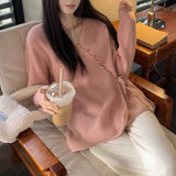 Women Knitwear Spring and Autumn V-neck Knitwear Loose Sweater