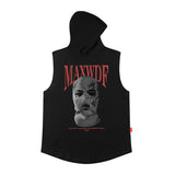 Men Vest Hooded Vest Retro Hip Hop Casual Sleeveless T-shirt Men and Women