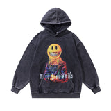 Men Hoodie Hip Hop Retro Smiley Print Couple Hoodies