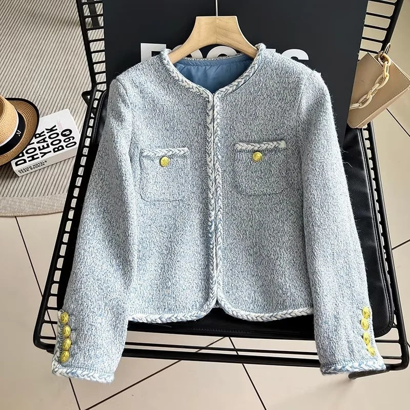Women Woolen Coat Classic Style Tweed Short Coat