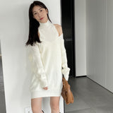 Women Knitted Two-Piece Set Autumn and Winter Turtleneck Sweater 5t5156