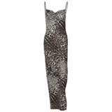 Women Dresses Summer Printed Sexy Backless Slit Sling Dress