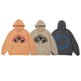 Men Hoodie Flocking Embroidered Couple Hooded Sweater Men's and Women's Dopamine Hip Hop Hooded Top