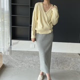 Women Knitted Skirt Split Skirt Autumn and Winter Sheath Dress