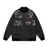 Unisex Jacket Autumn Nostalgic Stickers Jacket