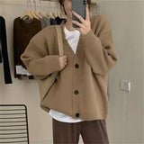 Women Knitted Cardigan Autumn and Winter Sweater Coat Loose V-neck Single Breasted Knitted Cardigan