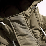 Unisex Winter Cotton Coat Pocket Decorative Hooded Cotton-Padded Coat Vintage Loose and Warm Cotton-Padded Coat