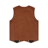 Men Vest Corduroy Vest Loose Color Matching V-neck Patchwork Cardigan