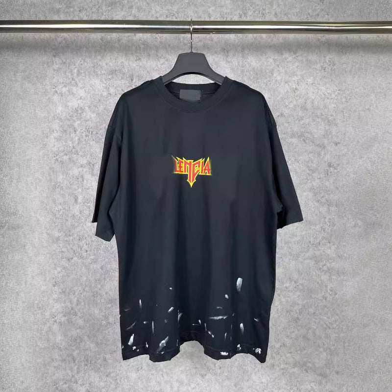 Men T-shirts Paris Lightning Printing Old Short Sleeve Crew Neck T-Shirt Casual