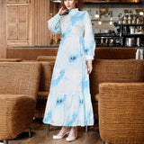 Women Dresses Summer Stand Collar Tie-Dye Dress (Qymy0409)