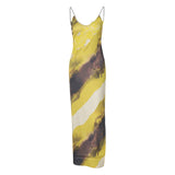 Women Dresses Spring V-neck Backless Slit Sling Dress