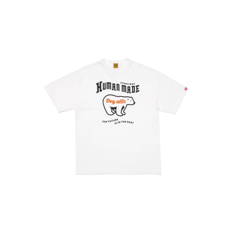 Men T-shirts Polar Bear Letter Print Casual Loose Short Sleeve T-Shirt