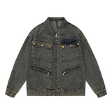 Unisex Jacket Autumn Rivet Denim Clothing