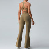 Women Yoga Set Exercise Yoga Clothes Wide Leg Bootleg Pants