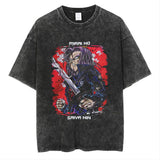 Anime cartoon dragon ball vintage wash print short sleeve t-shirt