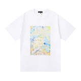 Purple Brand T Shirts Landscape Painting Abstract Oil Painting Printing Men's and Women's Loose Casual Short-Sleeved T-shirt