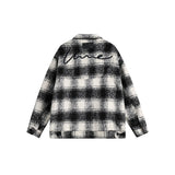 Unisex Jacket Vintage Plaid Loose Stand Collar Jacket Spring and Autumn Coat