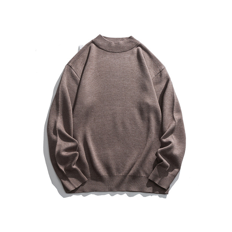 Unisex Winter Cotton Coat Knitwear Vintage Mock Neck Sweater