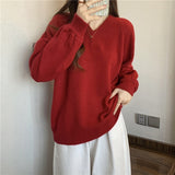 Women Knitted Pullover Autumn and Winter Loose Knitwear Top