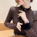 Women Knitted Pullover Turtleneck Winter Striped Sweater Sweater