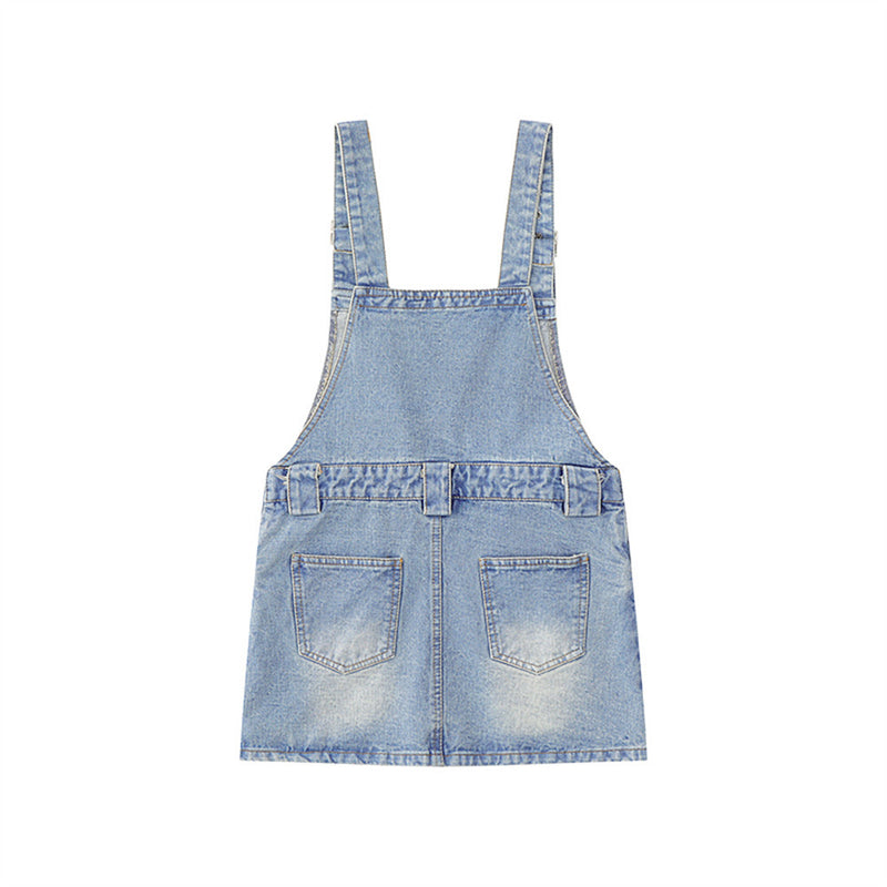 Women Dresses Large Pocket Denim Suspender Skirt Slip Dress