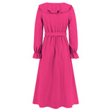 Women Date Dress Winter V-neck Dress Mid-Length Dress