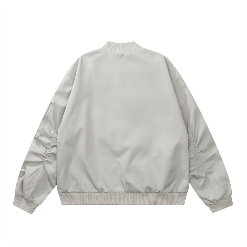 Men Jacket Coat Pleated Sleeves Loose Men's Jacket Baseball Uniform