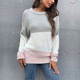 Women Knitted Sweater Autumn Crew Neck Long Sleeve Bottoming Knitted Sweater